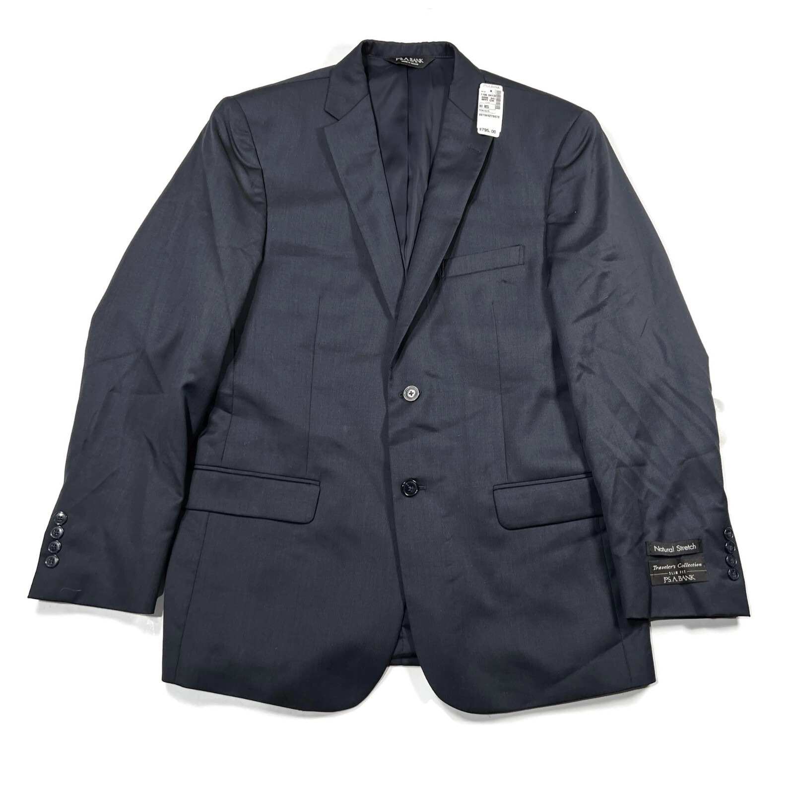 Jos A Bank Traveler Slim Fit Suit Separate Navy Blue Blazer Jacket 41r New Wool